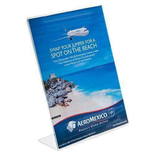 table tent a4 LHA-68E: 6w x 8h Clear Slant Back Table Tent – Brochure Holders 4U