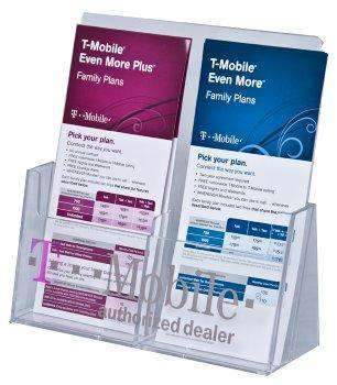 LHF-S130: Clear Acrylic 2-Pocket Brochure Holder for 4"w Literature