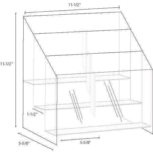 MPF-5585-6: Clear Acrylic 3-Tier, 6-Pocket Brochure holder for 5.5w Literature