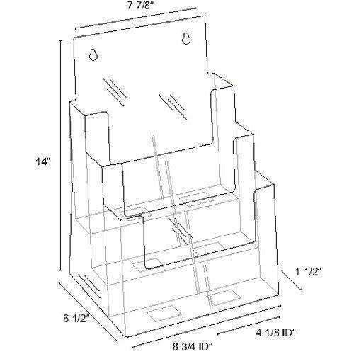 LHF-S83: Clear Acrylic 3-Tier Brochure Holder for 8.5"w Literature