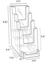 LHF-P104: Clear Acrylic 4-Tier Brochure Holder for 4"w Literature w/ Bus Card Pocket