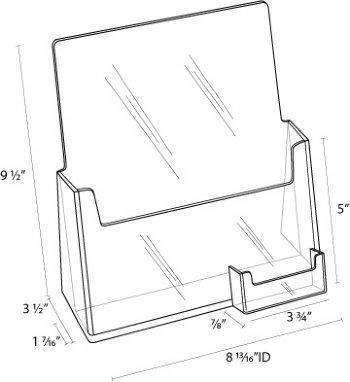 LHF-P120: Clear Acrylic Brochure Holder w/BC Pocket: