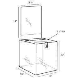 SBB-1010-H 10 inch Square Acrylic Locking Ballot Box w/Removable Header