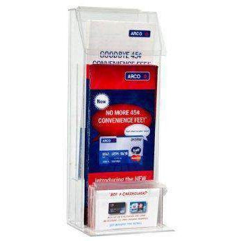 2-Tier Outdoor Tri-Fold Brochure Holder With Business Card Pocket & Lid