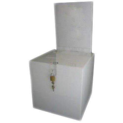 SBB-66-H: 6 Square Acrylic Locking Ballot Box w/Removable Header