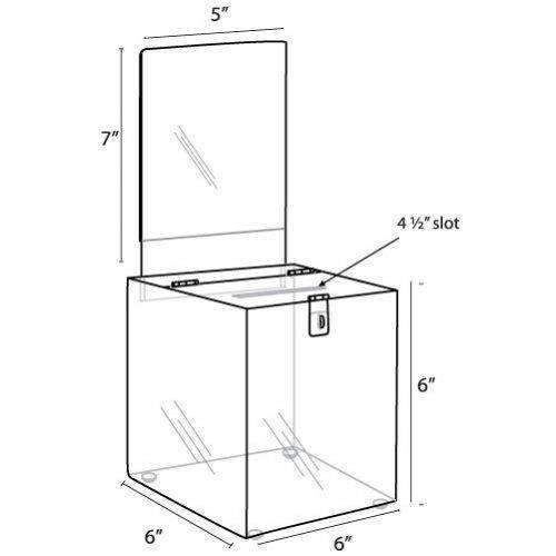 SBB-66-H: 6 Square Acrylic Locking Ballot Box w/Removable Header