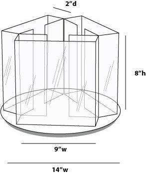 RLT-8511: Acrylic 3-Pocket Rotary Counter Display for 8.5"w Literature