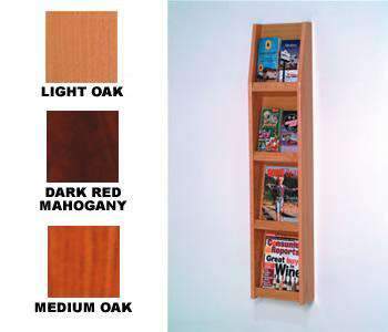 Wood Wall Mount Open Shelf Literature Display