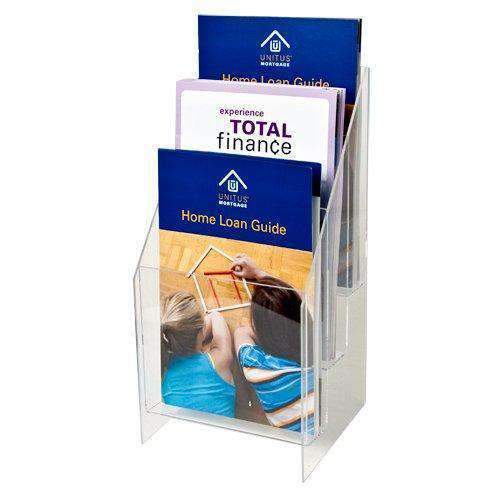 MPF-5585-3: Clear Acrylic 3-Tier, 3-Pocket Brochure holder for 5.5"w Literature