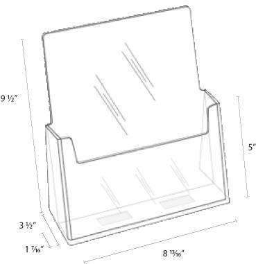 LHF-S120: Clear Acrylic Brochure Holder for 8.5"w Literature: