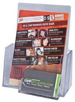 Clear Acrylic Brochure Holder w/BC Pocket: