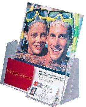 LHF-P120: Clear Acrylic Brochure Holder w/BC Pocket: