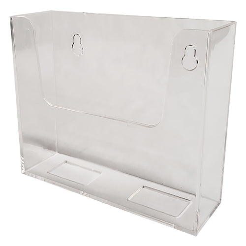 CLEAR WALL MOUNT 5-5/8" X 5-1/8" X 1-1/2" UPRIGHT BROCHURE HOLDERS WITH 2 HOLES (W/ TAPE)