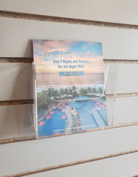 CLEAR SLAT WALL 5-5/8" X 5-1/8" X 1-1/2" UPRIGHT BROCHURE HOLDERS WITH 1-Z-BAR