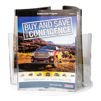 RLT-58E: Acrylic 3-Pocket Rotary Counter Display for 5.5"w Literature