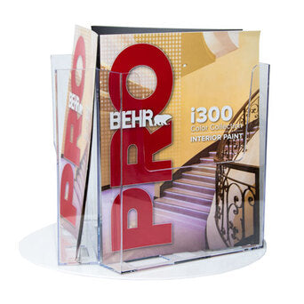 RLT-8511E: Acrylic 3-Pocket Rotary Counter Display for 8.5"w Literature