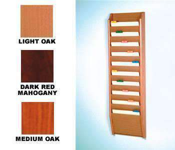 WBHCH14-10:  Wood Wall Mount 10-Pocket Chart Holder