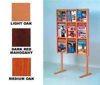 WBHLM-12-FS:  Wood Floor Stand 9-Pocket Combo Literature Display