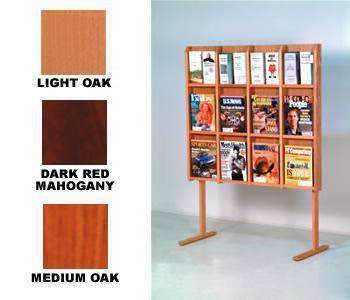 WBHLM-16-FS:  Wood Floor Stand 12-Pocket Combo Literature Display
