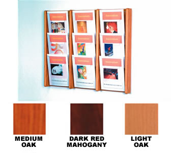 Wood 9-Pocket Literature Wall Rack