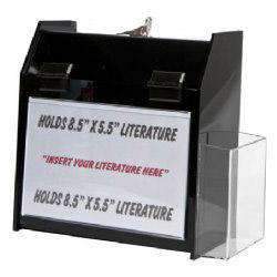 SBBLD-596-CLR: Locking Acrylic Deluxe Locking Ballot/Suggestion Box w/Trifold Pocket