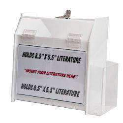 SBBLD-596-CLR: Locking Acrylic Deluxe Locking Ballot/Suggestion Box w/Trifold Pocket