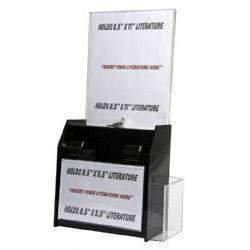 SBBLD-596-H-CLR: Acrylic Deluxe Locking Ballot/Suggestion Box w/Header