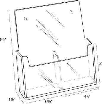LHW-M131: Clear Wall-Mount 2-Pocket Brochure Holder for 4"w Literature