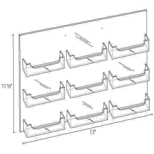 CHW-M33: Clear Acrylic Wall Mount 9-Pocket Business Card Holder