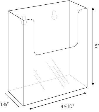 LHW-M45: Clear Acrylic Wall-Mount Brochure Holder for 4"w Literature