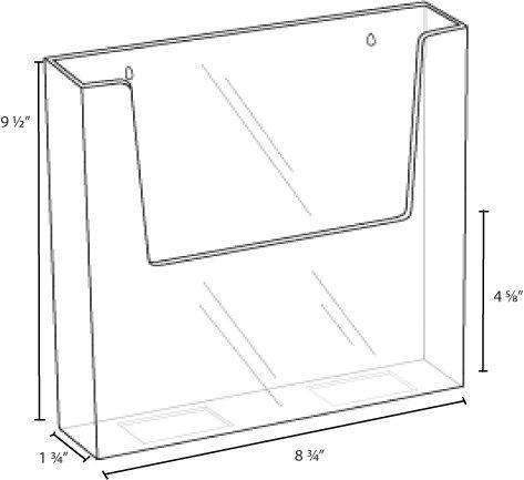 LHW-M161: Clear Acrylic Wall-Mount Brochure Holder for 8.5w Literature: