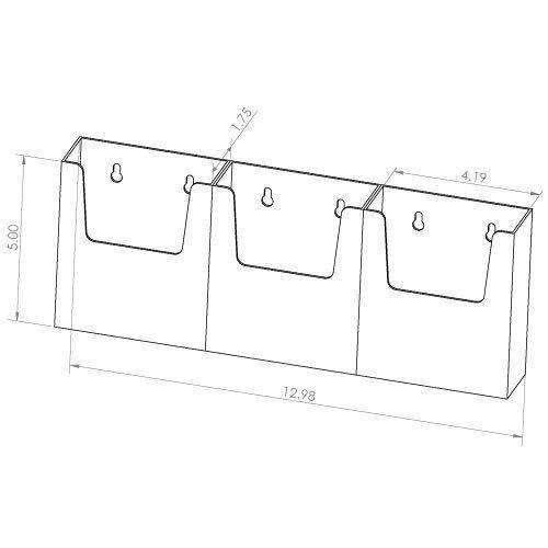 LHW-M345: Clear - Three Piece Wall Mounted Brochure/Card Holder