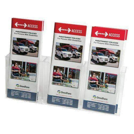 LHW-M345: Clear - Three Piece Wall Mounted Brochure/Card Holder
