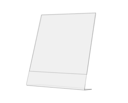 LHA-810E 8”W x 10”H Sign Holder Ad Frame Slant Back Table Display Stand Acrylic Clear