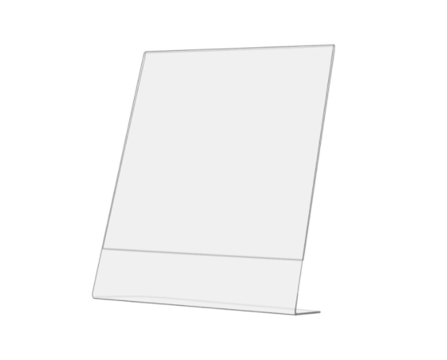 LHA-810E 8”W x 10”H Sign Holder Ad Frame Slant Back Table Display Stand Acrylic Clear
