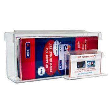 Horizontal Outdoor Tri-Fold Brochure Holder With Business Card Pocket & Lid