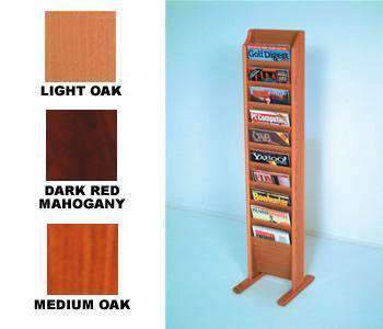 WBHMR10-FS:  Wood 10-pocket Floor Stand Magazine Rack