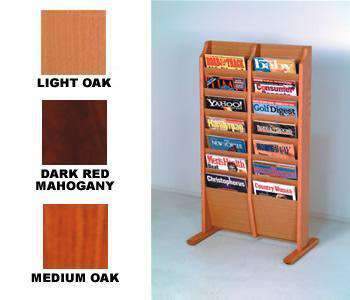 WBHMR14-FS: Wood 14-pocket Floor Stand Magazine Rack