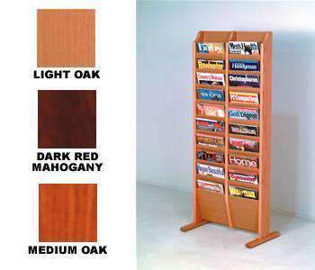WBHMR20-FS:  Wood 20-pocket Floor Stand Magazine Rack