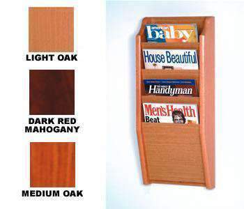 WBHMR24-4:  Wood 4-Pocket Magazine Wall Rack