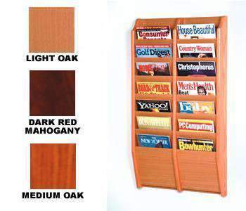 WBHMR36-14:  Wood 14-Pocket Magazine Wall Rack