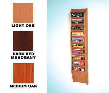 WBHMR48-10:  Wood 10-Pocket Wall Mount Magazine Rack