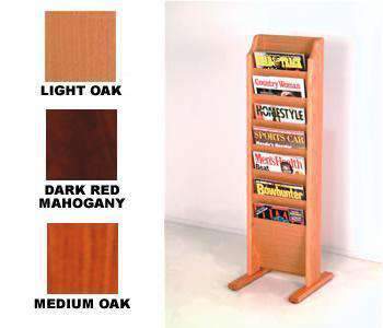WBHMR7-FS:  Wood 7-Pocket Floor Stand Magazine Rack