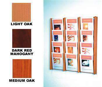 Wood 12-Pocket Literature Wall Rack