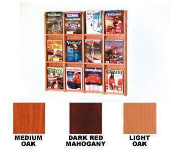 Wood 12-Pocket Wall Mount Magazine Rack