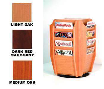 Wood 16-Pocket Magazine Rotary Counter Rack