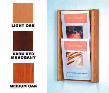 Wood 2-Pocket Literature Wall Rack