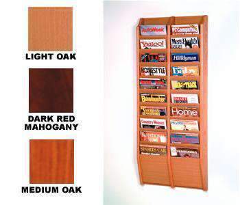 Wood 20-Pocket  Wall Mount Magazine Rack
